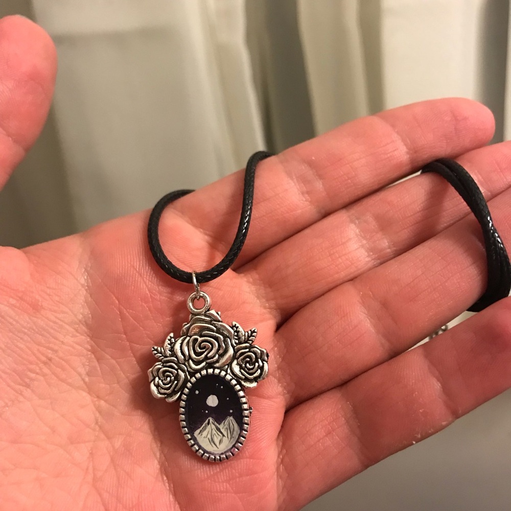 Purple and white mountain necklace